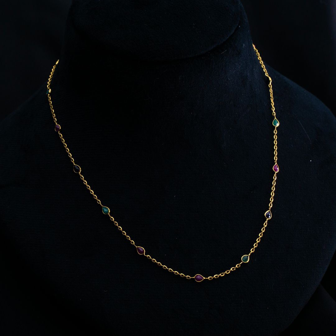 Semi preciouis Gold Chain